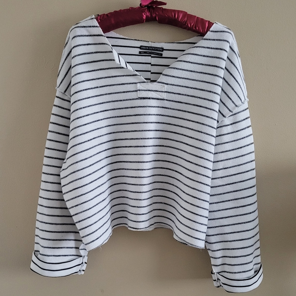 Urban Outfitters | Black and White Striped Sweater Oversized Medium